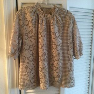 Shannon Ford New York Taupe Lace Top XL